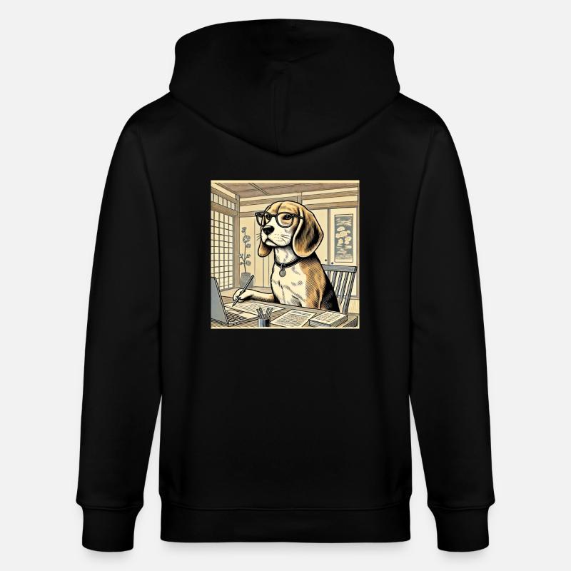 Beagle au bureau - style ukiyo-e - Veste à capuche bio CULTIVATOR Stanley/Stella Unisexe - noir