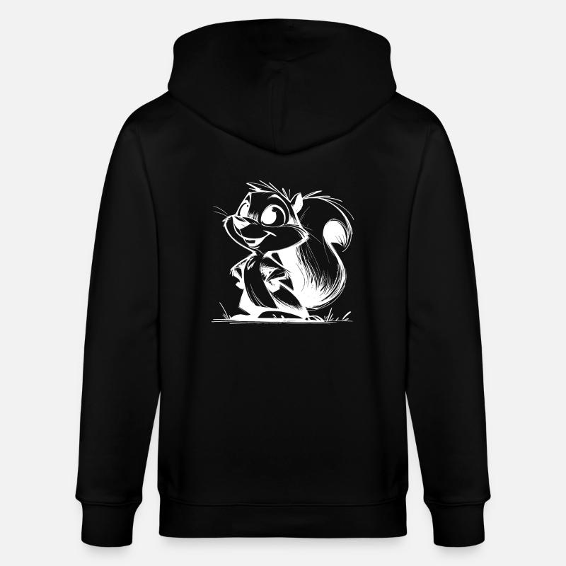 Putziges Eichhörnchen Bleistift Zeichnung - Stanley/Stella Unisex Bio-Kapuzenjacke CULTIVATOR - Schwarz
