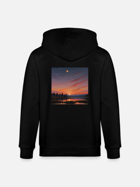 Landscape Sunset - Stanley/Stella CULTIVATOR  Unisex Organic Hooded Jacket - black
