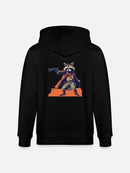 raccoon gunslinger - Stanley/Stella CULTIVATOR  Unisex Organic Hooded Jacket - black