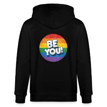 LGBTQ Be You - Stanley/Stella Unisex Bio-Kapuzenjacke CULTIVATOR  - Schwarz - Hinten - Anna (173cm)