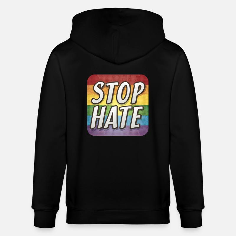 LGBTQ Stop Hate - Stanley/Stella Unisex Bio-Kapuzenjacke CULTIVATOR  - Schwarz