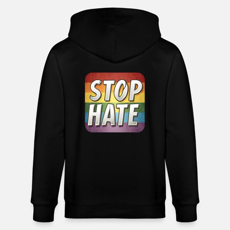 LGBTQ Stop Hate - Stanley/Stella CULTIVATOR  Unisex Organic Hooded Jacket - black