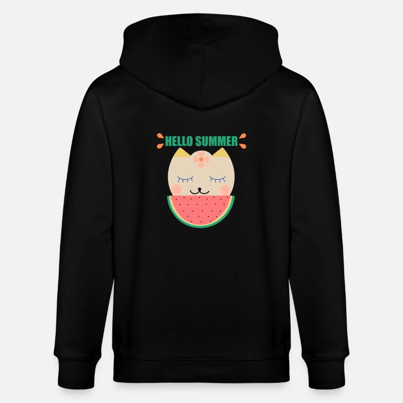 Chat d’été et pastèque - Veste à capuche bio CULTIVATOR Stanley/Stella Unisexe - noir