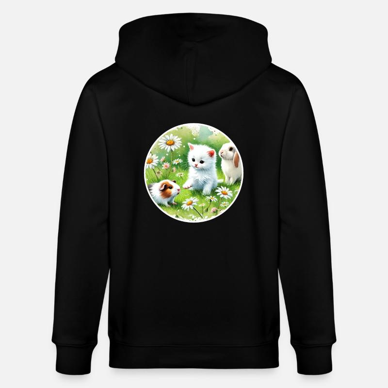 Cochons d’Inde, lapins et chatons - Veste à capuche bio CULTIVATOR Stanley/Stella Unisexe - noir