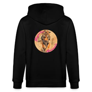 Majestic Animals: Stalking Tiger - Stanley/Stella CULTIVATOR  Unisex Organic Hooded Jacket - black - Back - Anna (173cm)