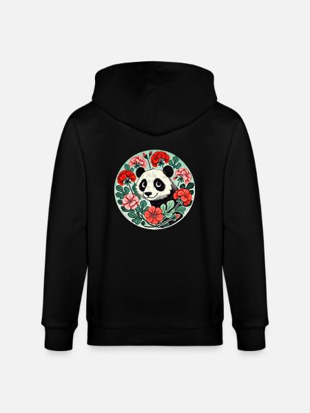 Panda Bear Geraniums - Stanley/Stella CULTIVATOR  Unisex Organic Hooded Jacket - black
