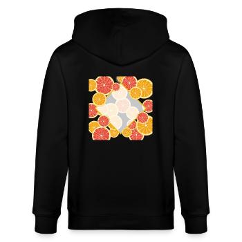 Grapefruit Orange Fenster - Stanley/Stella Unisex Bio-Kapuzenjacke CULTIVATOR  - Schwarz - Hinten - Anna (173cm)