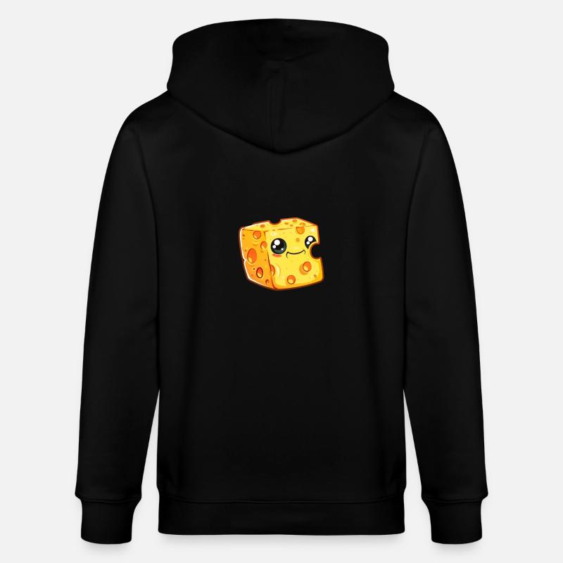 Bloc de fromage dessiné souriant - Veste à capuche bio CULTIVATOR Stanley/Stella Unisexe - noir