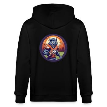 Gruselig Halloween Party Kostüm Werwolf Amerikaner - Stanley/Stella Unisex Bio-Kapuzenjacke CULTIVATOR  - Schwarz - Hinten - Anna (173cm)