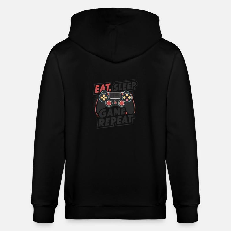 Eat, Sleep, Game, Repeat - Stanley/Stella CULTIVATOR  Unisex Organic Hooded Jacket - black