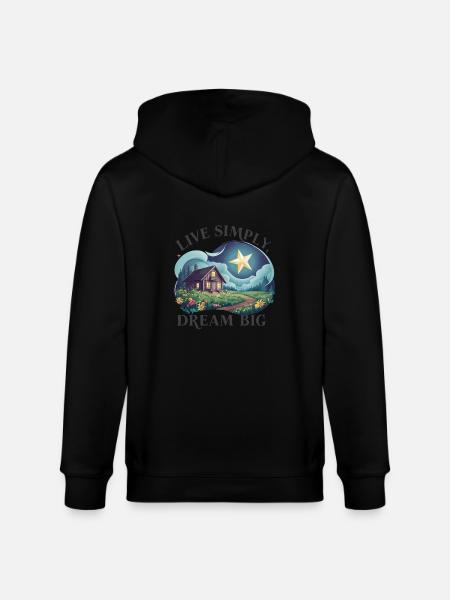 Live simply, dream big - Stanley/Stella CULTIVATOR  Unisex Organic Hooded Jacket - black