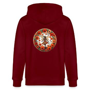 Mohnblume Fee - Stanley/Stella Unisex Bio-Kapuzenjacke CULTIVATOR  - Burgunderrot - Hinten - Anna (173cm)
