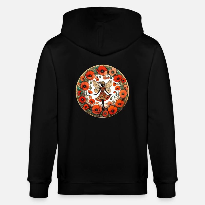 Fée Fleur De Coquelicot - Veste à capuche bio CULTIVATOR Stanley/Stella Unisexe - noir