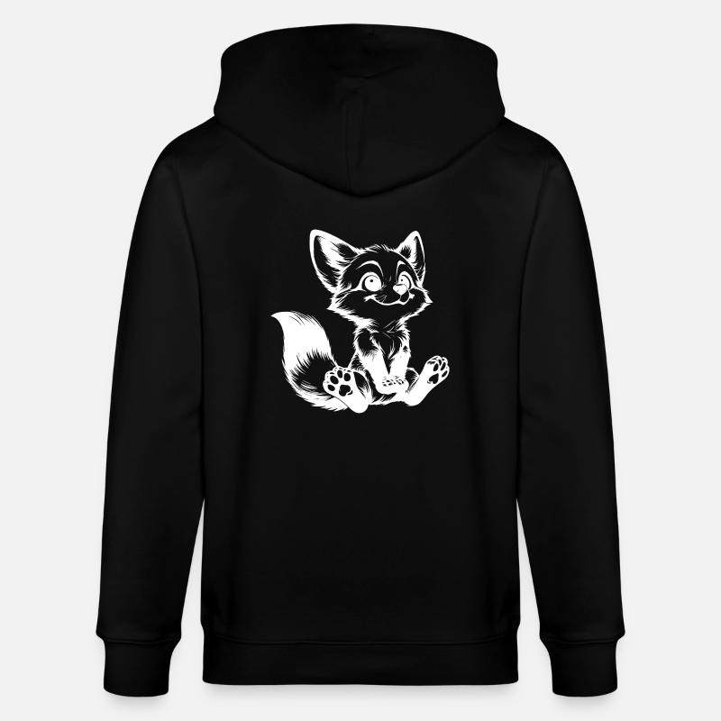 Curious Fox Drawing Seated Fox - Stanley/Stella CULTIVATOR Unisex Organic Hooded Jacket - black