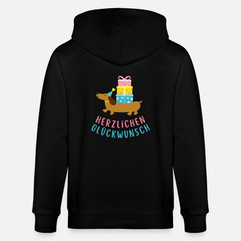 Vœux d’anniversaire avec motif teckel - Veste à capuche bio CULTIVATOR Stanley/Stella Unisexe - noir