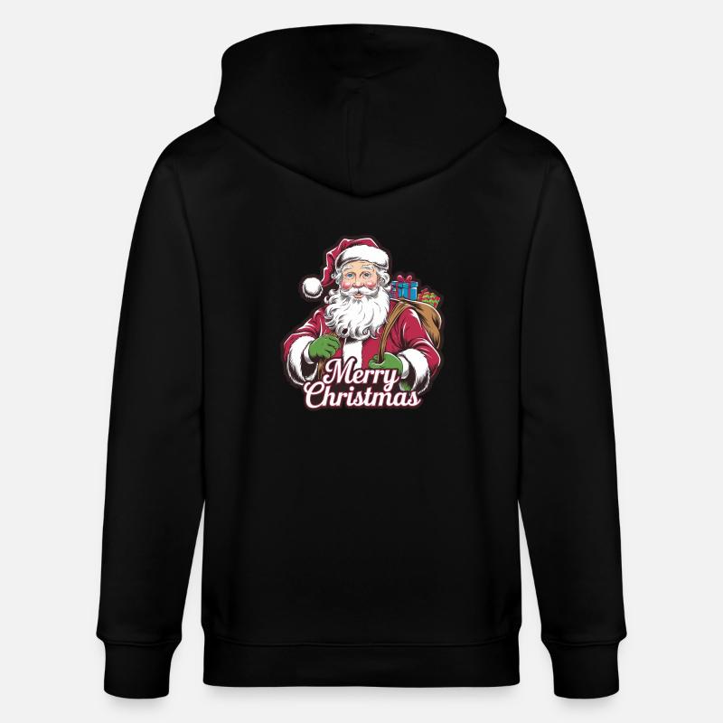 Père Noël – Joyeux Noël Illustration - Veste à capuche bio CULTIVATOR Stanley/Stella Unisexe - noir