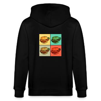 Leberkas Fleischkäse Brötchen - Stanley/Stella Unisex Bio-Kapuzenjacke CULTIVATOR  - Schwarz - Hinten - Anna (173cm)