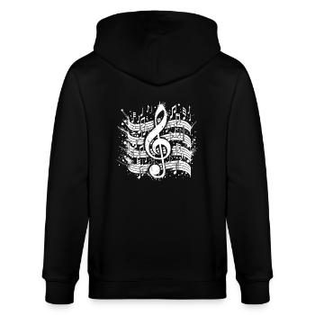Wilde verrückte Musik Noten mit Notenschlüssel - Stanley/Stella Unisex Bio-Kapuzenjacke CULTIVATOR  - Schwarz - Hinten - Anna (173cm)