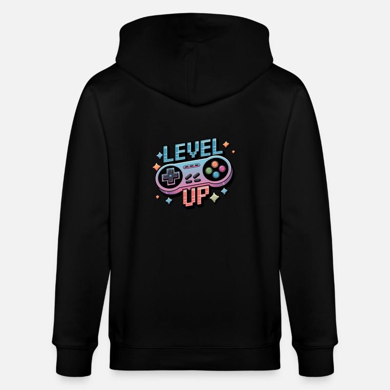 Level Up – Gaming Controller - Stanley/Stella Unisex Bio-Kapuzenjacke CULTIVATOR  - Schwarz