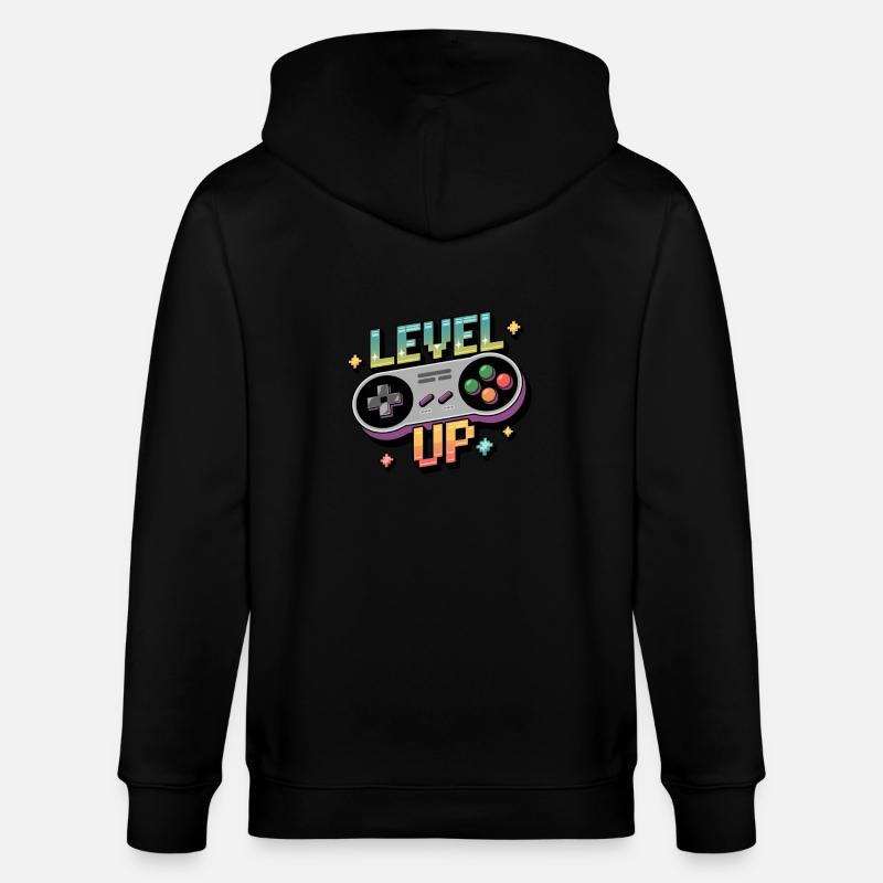 Level Up – Gaming Controller - Stanley/Stella Unisex Bio-Kapuzenjacke CULTIVATOR  - Schwarz