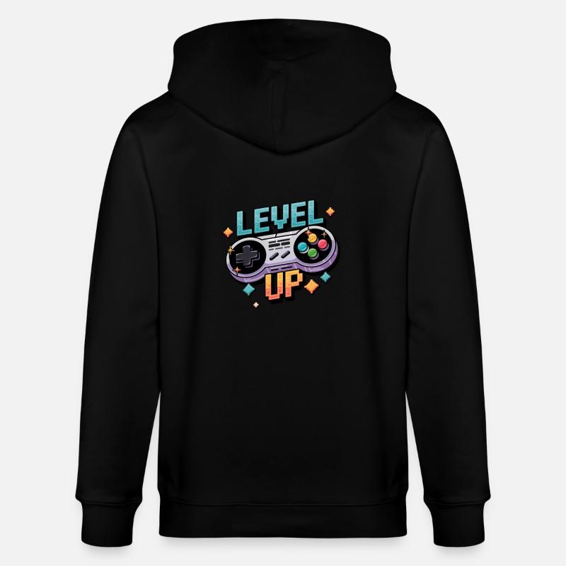 Level Up – Gaming Controller - Stanley/Stella Unisex Bio-Kapuzenjacke CULTIVATOR  - Schwarz