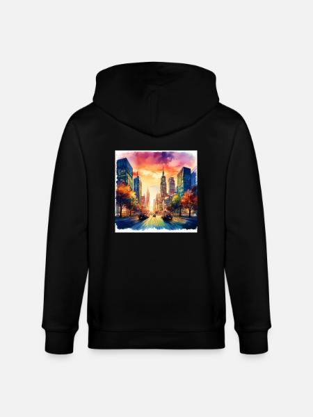 Vibrant Cityscape at Sunset - Stanley/Stella CULTIVATOR Unisex Organic Hooded Jacket - black