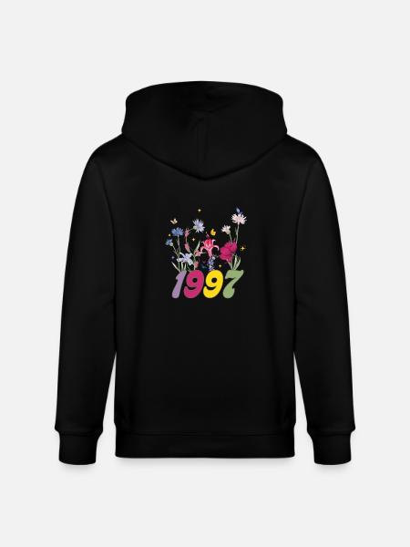Year of birth 1997 wildflowers - Stanley/Stella CULTIVATOR Unisex Organic Hooded Jacket - black