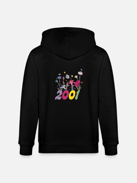 Year of birth 2001 wildflowers - Stanley/Stella CULTIVATOR Unisex Organic Hooded Jacket - black