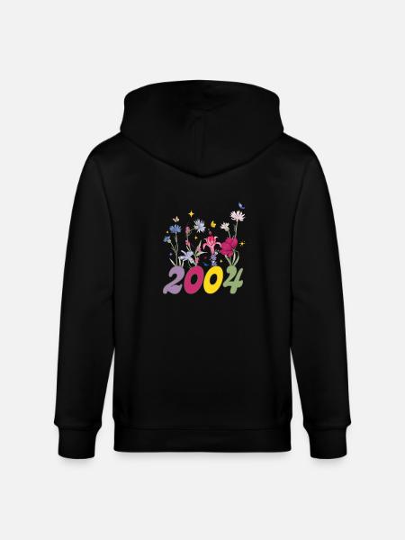 Year of birth 2004 wildflowers - Stanley/Stella CULTIVATOR Unisex Organic Hooded Jacket - black