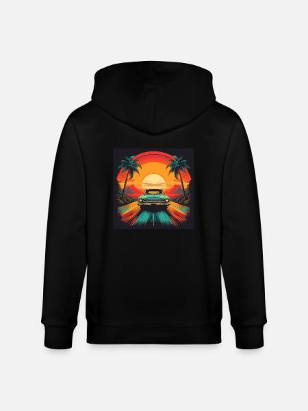 Retro Sunset Drive - Stanley/Stella CULTIVATOR Unisex Organic Hooded Jacket - black