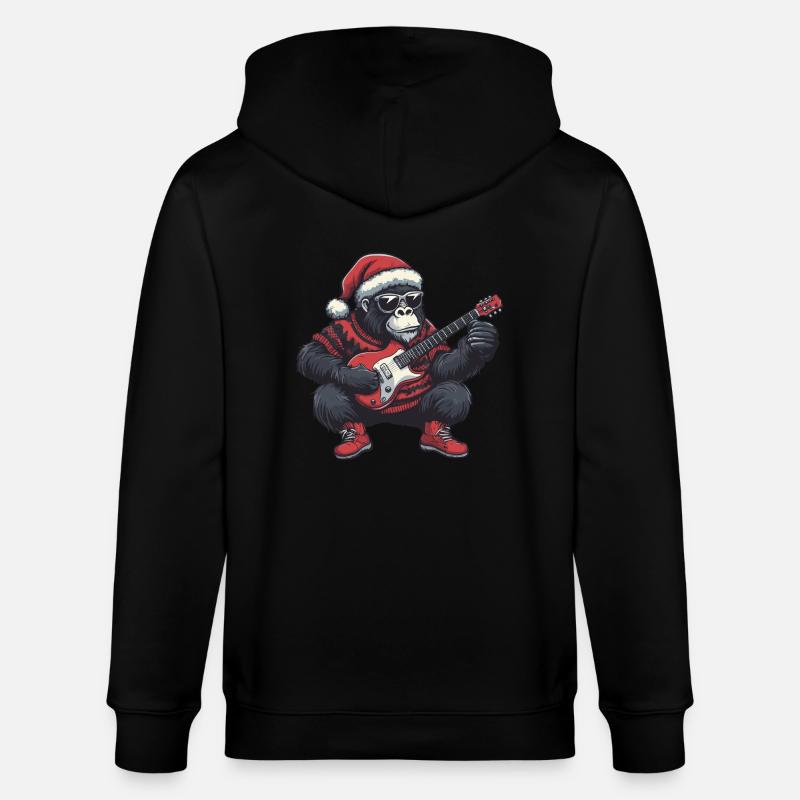 Guitare de Noël Gorilla - Veste à capuche bio CULTIVATOR Stanley/Stella Unisexe - noir