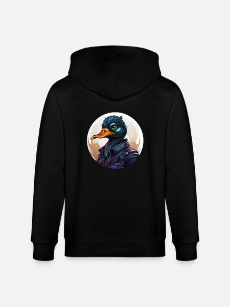 Duck with cigar - Stanley/Stella CULTIVATOR  Unisex Organic Hooded Jacket - black