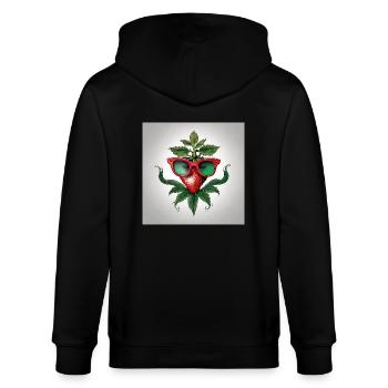 Strawberrie Meets Beach - Stanley/Stella Unisex Bio-Kapuzenjacke CULTIVATOR  - Schwarz - Hinten - Anna (173cm)