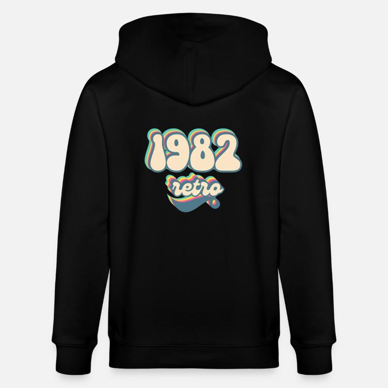 1982 Retro Geschenkidee - Stanley/Stella Unisex Bio-Kapuzenjacke CULTIVATOR  - Schwarz