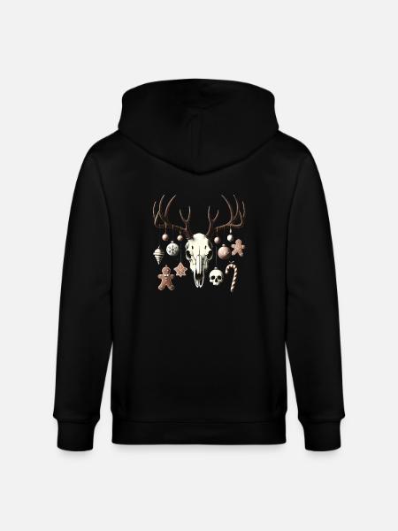 Festlig hodeskalle med julepynt - Stanley/Stella CULTIVATOR økologisk unisex hettejakke - svart