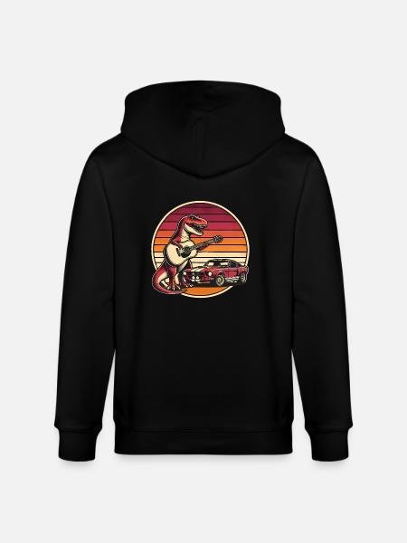 Guitariste rétro TRex avec voiture de sport - Veste à capuche bio CULTIVATOR Stanley/Stella Unisexe - noir