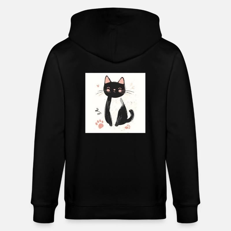 POD Chat empreinte 2 - Veste à capuche bio CULTIVATOR Stanley/Stella Unisexe - noir