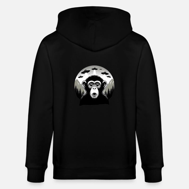 Monkey with UFO - Stanley/Stella Unisex Bio-Kapuzenjacke CULTIVATOR  - Schwarz