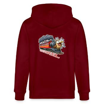 Zugvogel - Witziges Wortspiel im Cartoon Stil - Stanley/Stella Unisex Bio-Kapuzenjacke CULTIVATOR  - Burgunderrot - Hinten - Anna (173cm)