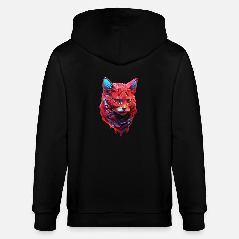 Katze - Stanley/Stella Unisex Bio-Kapuzenjacke CULTIVATOR - Schwarz