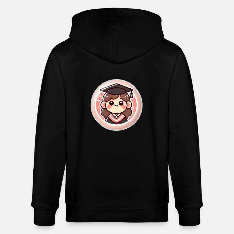 Abschluss-Cartoon-Abzeichen-Design - Stanley/Stella Unisex Bio-Kapuzenjacke CULTIVATOR  - Schwarz