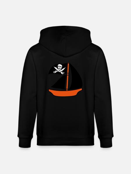 Målad Piratskepp Barn Motiv Ritning Coola - Ekologisk luvjacka CULTIVATOR unisex från Stanley/Stella - svart