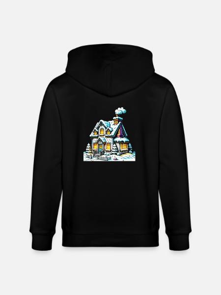 House Winter Christmas - Stanley/Stella CULTIVATOR  Unisex Organic Hooded Jacket - black
