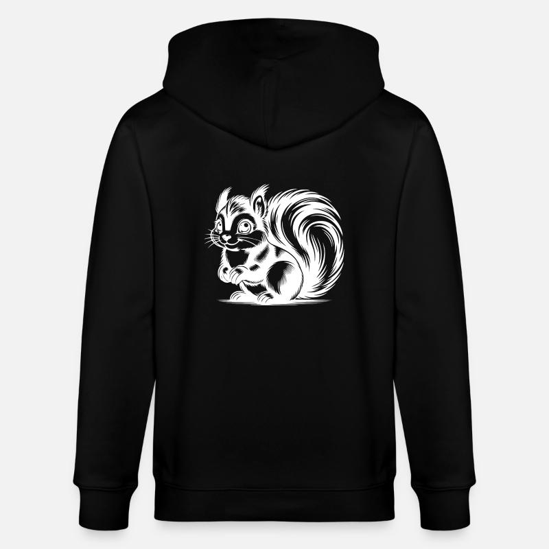 Niedliches putziges Eichhörnchen Zeichnung - Stanley/Stella Unisex Bio-Kapuzenjacke CULTIVATOR  - Schwarz