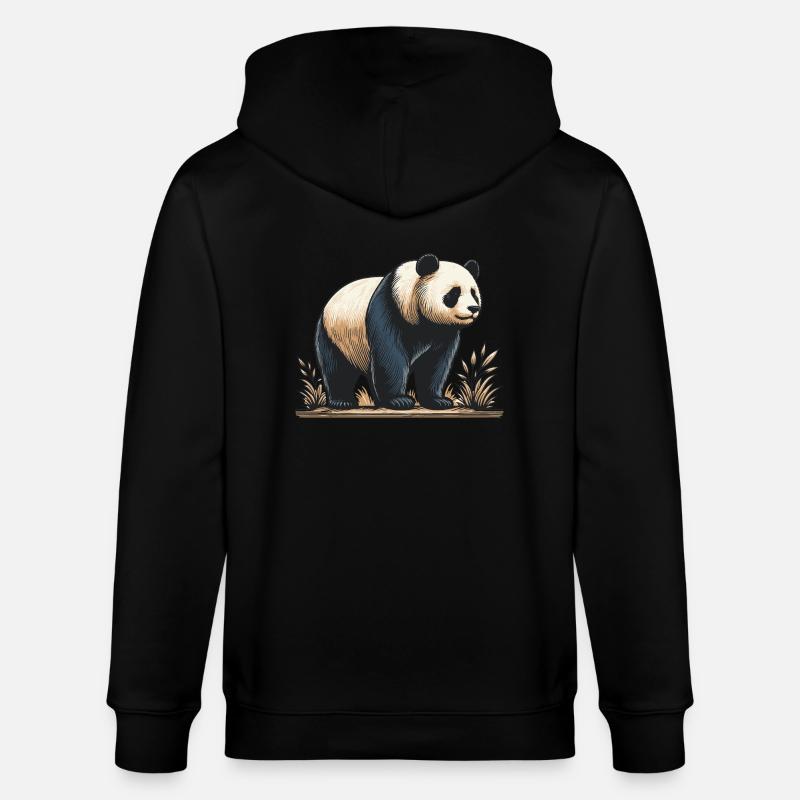 Panda - Stanley/Stella Unisex Bio-Kapuzenjacke CULTIVATOR  - Schwarz
