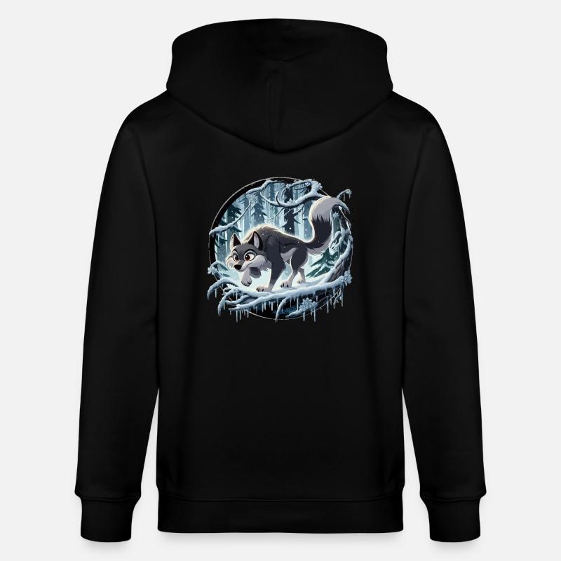 Wolf im eisigen Wald - Stanley/Stella Unisex Bio-Kapuzenjacke CULTIVATOR  - Schwarz