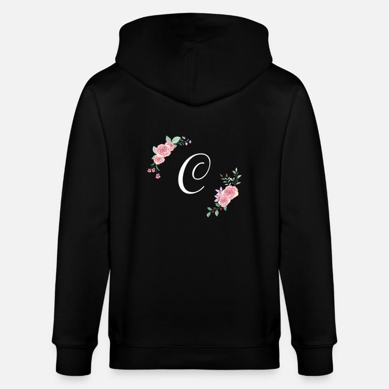 Lettre c florale rose - Veste à capuche bio CULTIVATOR Stanley/Stella Unisexe - noir