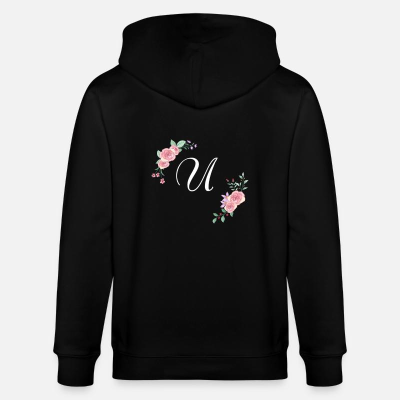Rosa geblümter U-Buchstabe - Stanley/Stella Unisex Bio-Kapuzenjacke CULTIVATOR  - Schwarz