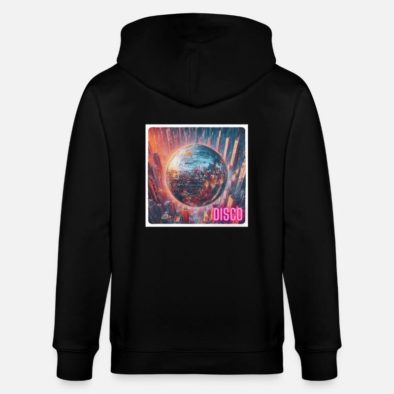 Discokugel vor Großstadt - Stanley/Stella Unisex Bio-Kapuzenjacke CULTIVATOR  - Schwarz